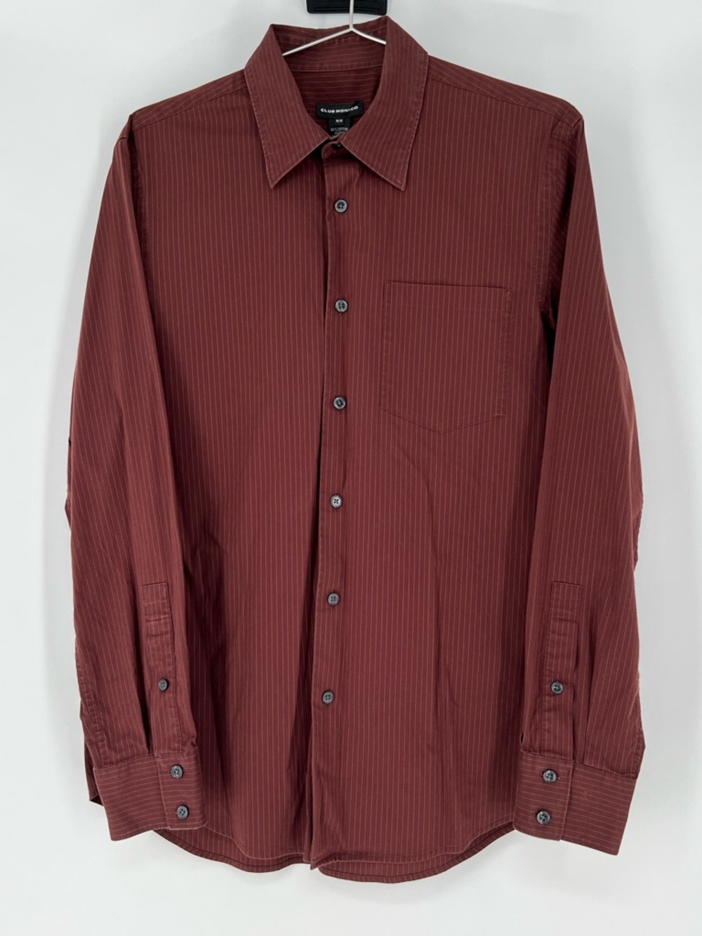 Club Monaco Men's Burgundy Pinstripe Dress‎ Shirt